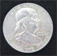 1959 90% Silver Franklin Half Dollar, $8.81