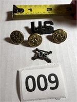 Lot of Vintage Military Pins US, Eagle, Cannons