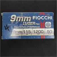 Fifty Cartridges: Fiocchi 9mm 115 Grain