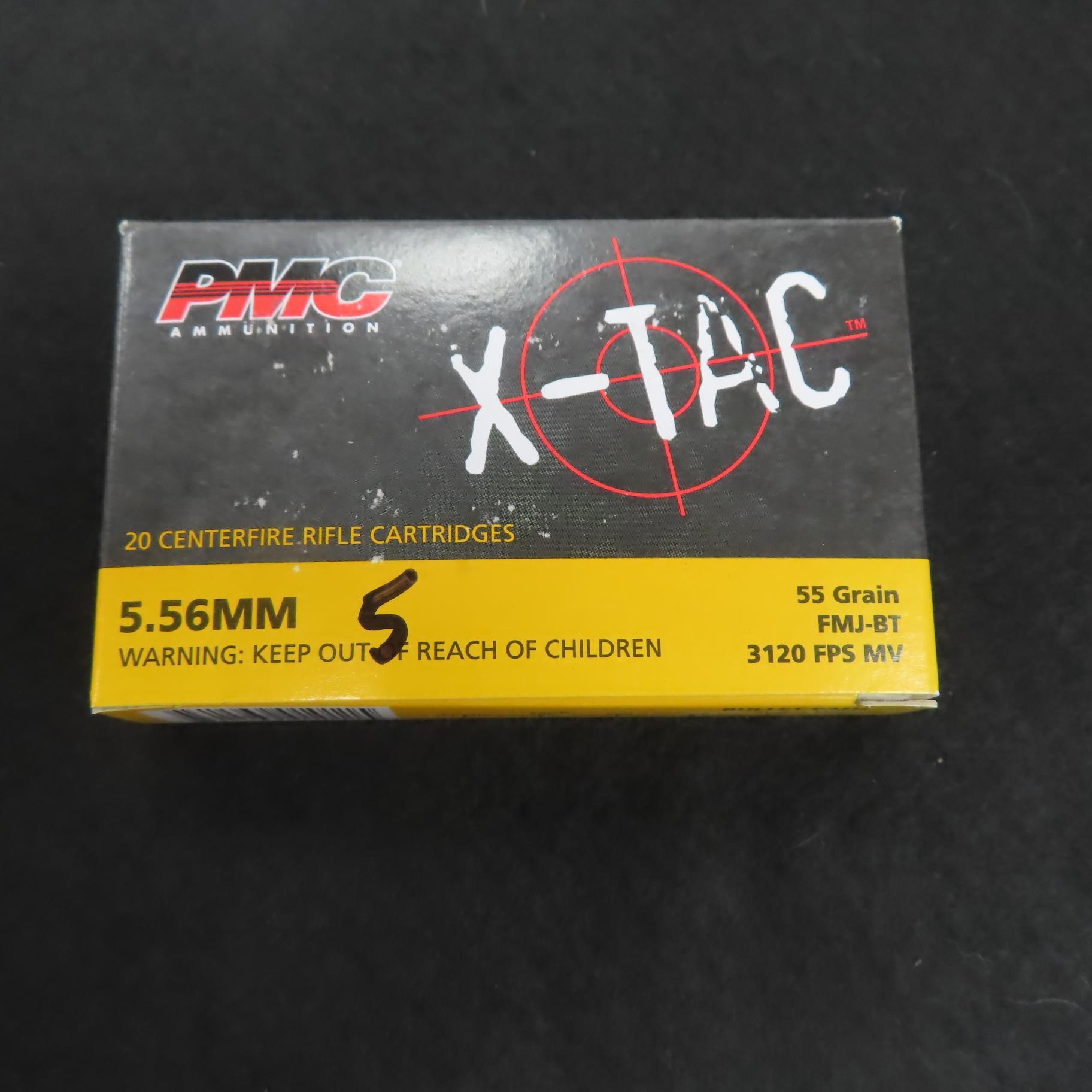 Twenty Cartridges: PMC XTAC, 5.56NATO, 55 Grain.