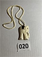 VTG African Ivory and Sterling Pendant
