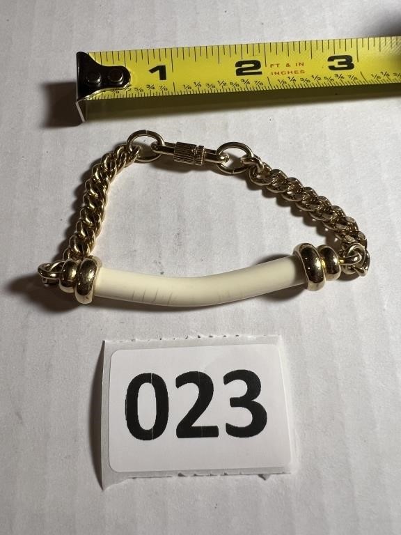 African Ivory Bracelet w Golden Chain