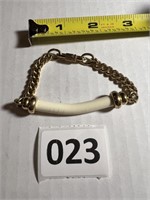 African Ivory Bracelet w Golden Chain