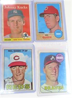 Four (4) 1960's Baseball Cards incl. Mel Queen,
