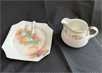 Vintage Porcelain Creamer and Serving Plate