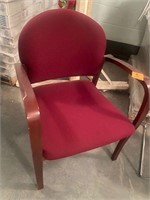 Dark red cushion side chair cherry wood