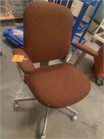 Brown tweed cloth office chair with arms vintage