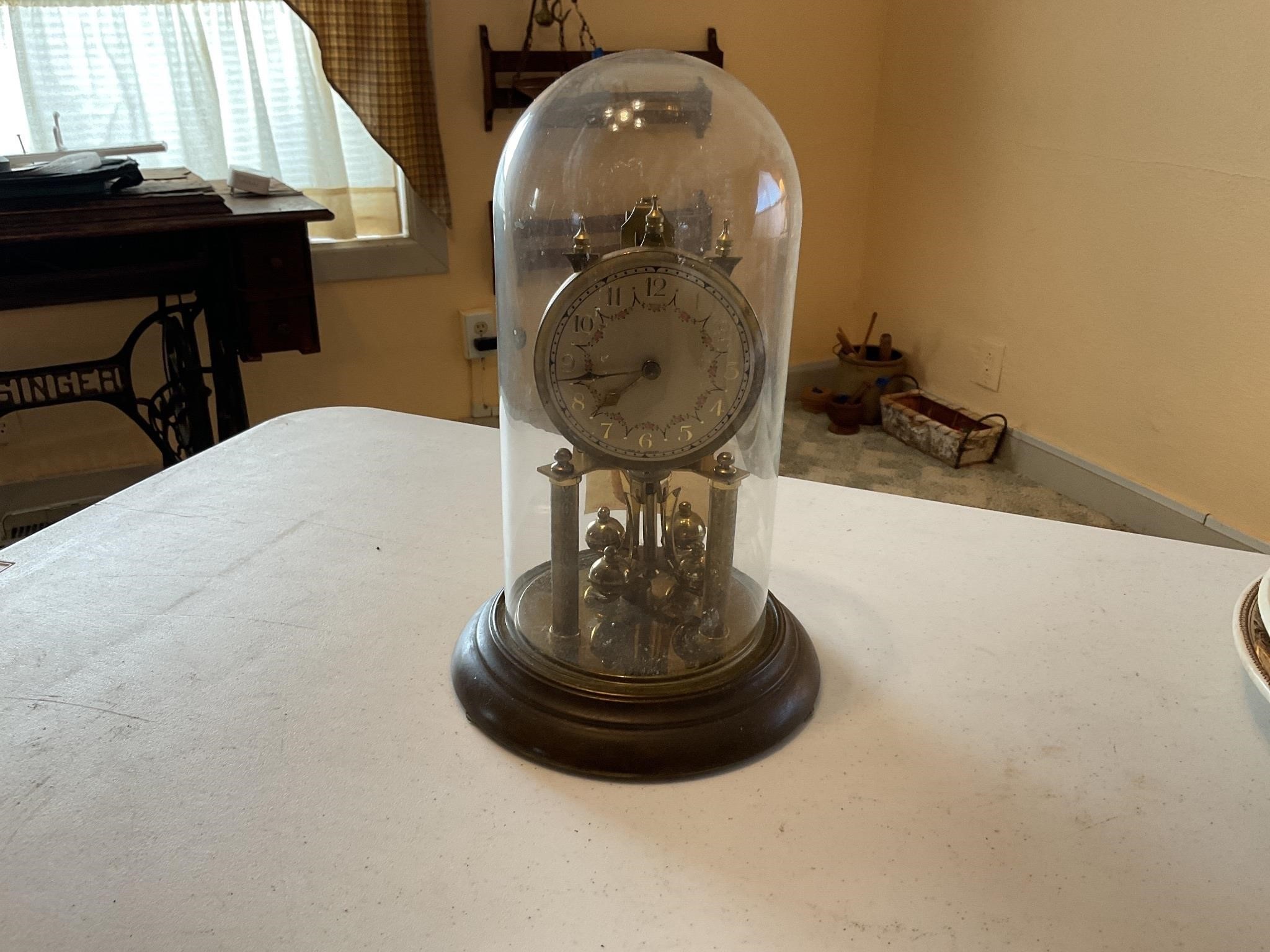 German glass globe clock