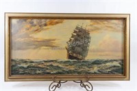 Signed Print on Board, Montague Dawson Ship