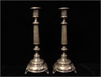 Pair of 19th.C Polished Silver Candle Stick