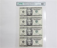 UNCUT Sheet of 4 $20 1996 Joint FRN San Francisco