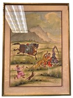 Indian Hand Paint Miniature of Hunting Scene