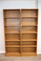 2 Pieces Wood Grain Adjustable Laminate Bookcases