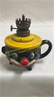 Vintage Black Americana Clown Face Oil Lamp w/Wick