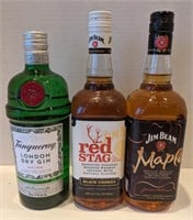 Tanqueray London Dry Gin 750ml, Jim Beam Red Stag