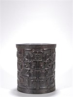 Chinese Zitan Wood Carved Brushpot