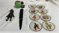 Black Americana Coasters, Doll, Knife, Figurine