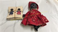 Black Americana Folk Art Cloth Coasters & Doll