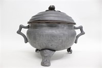Chinese Pewter Tripod Food Container