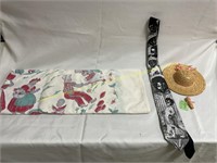 Black Americana tablecloth,tie,hat,kewpie baby
