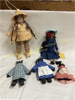 5 ct Folk Art cloth dolls