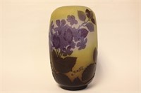 Galle Glass Vase w Purple Flowers