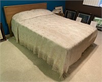 Full Size Bed with Wooden Headboard, Quilt,