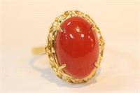 Beautiful Coral and Gold Women Ring