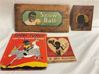 Black Americana "Topsy Turvy" book,wood signs,card