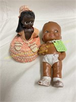 Black Americana Rubber doll  & Doll top half/dress