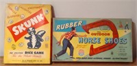 Vtg. Skunk Dice & Rubber Horse Shoes Games