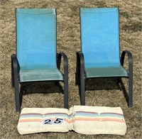 2 Green Aluminum Outdoor Chairs