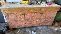 Wood cabinet 72” X 25 ½” X 37” 3 Doors Plywood