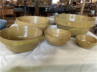 5 ct Buckeye Pottery Stoneware Graduated Milk Pans