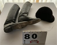 Riding boots and jockey cap - 9.5 boots
