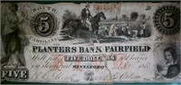 1853 Planters Bank Fairfield $5 Dollar Note