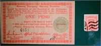 1944 Philippines 1 Peso and Jap overwrite Stamp