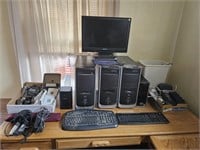 Computer Towers- Monitor- Keyboards- Mouse- Misc