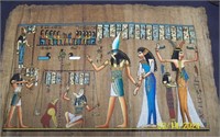 Egyptian art on Papyrus "Judgement Day" 12X16.5