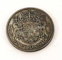 1941 Canada Fifty Cent Silver Circulated Coin