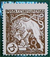 1919 Czech 25 Lion Stamp