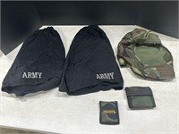Army shorts- 2 pairs, military hood & wallet