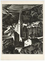 Alexander Kanoldt original lithograph "Klausen in