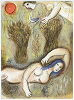 Marc Chagall "Boaz wakes up and sees Ruth at his f