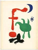 Joan Miro original pochoir "Femme et Oiseaux dans