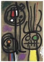 Joan Miro "Personnage et oiseau" pochoir 1965 | Ca