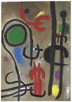 Joan Miro "Femme et oiseau dans la nuit" pochoir 1