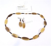 Artisian Ovals w Ivory & Brown Spacer Necklace