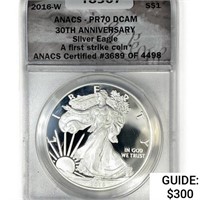 2016-W American Silver Eagle ANACS PR70 DCAM