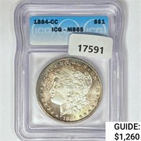 1884-CC Morgan Silver Dollar ICG MS65